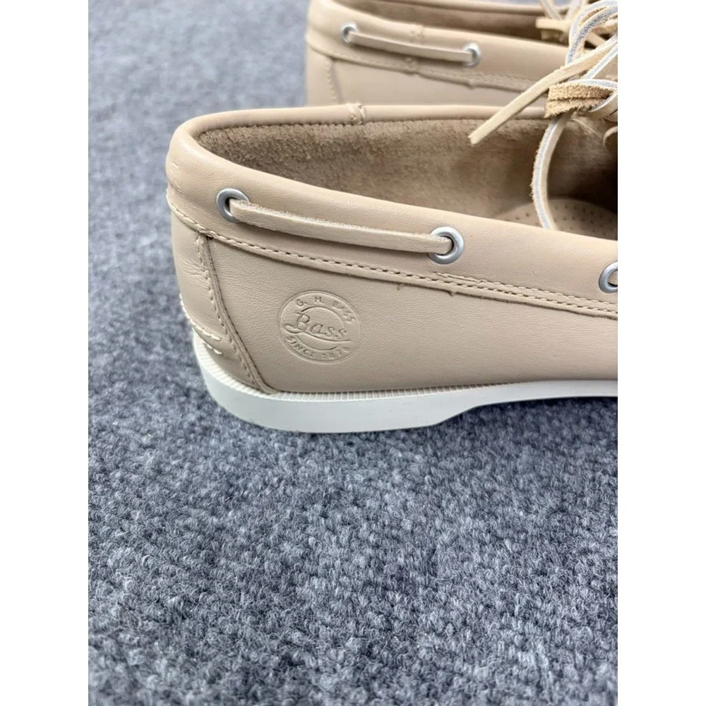 G.H. Bass & Co Men's Beige Leather 2 Eye Moc Toe Boat Shoes CasualSize 11 M